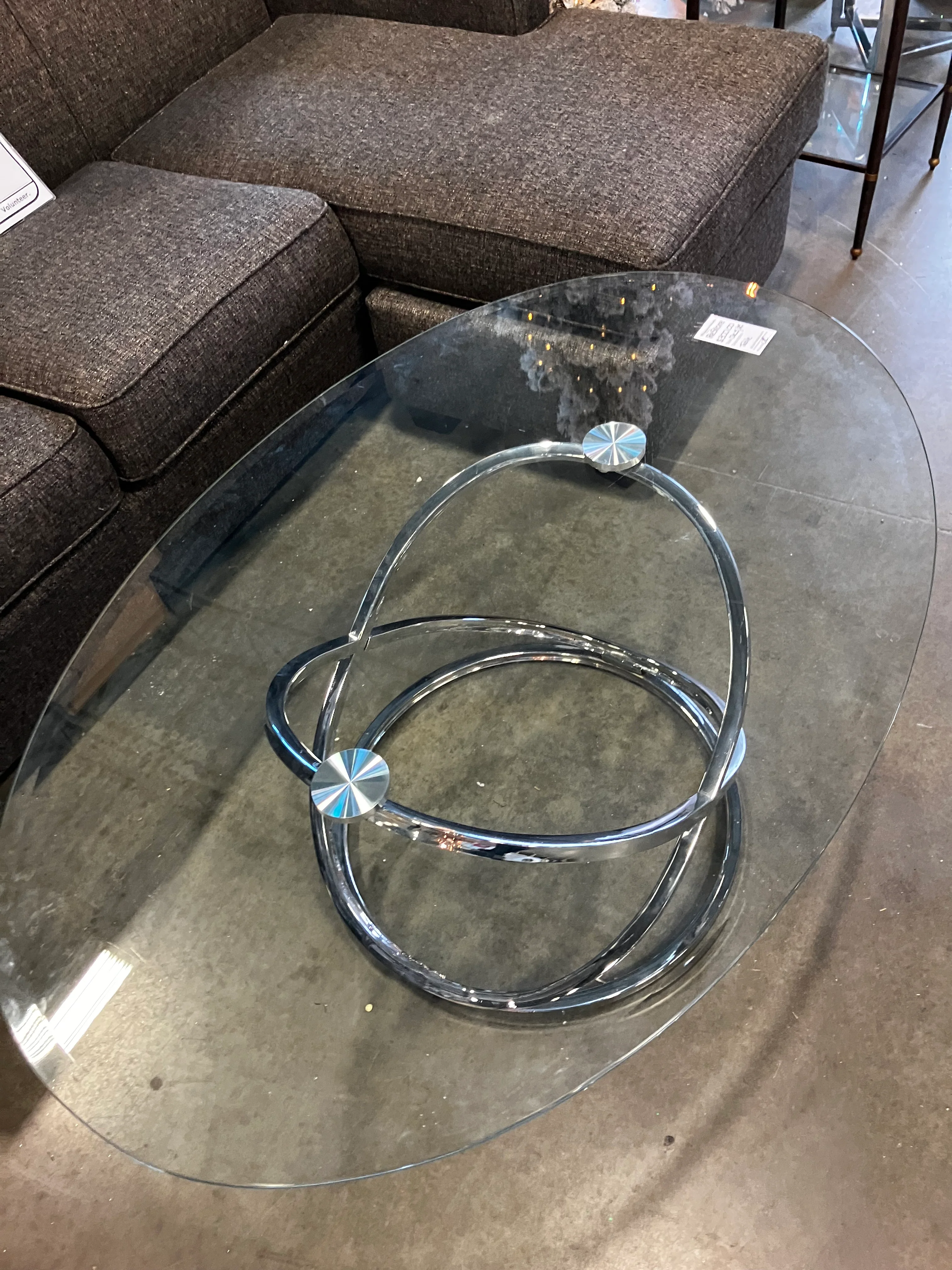 3 Pieces Glass and Silver Coffee Table (Used) - Image 3