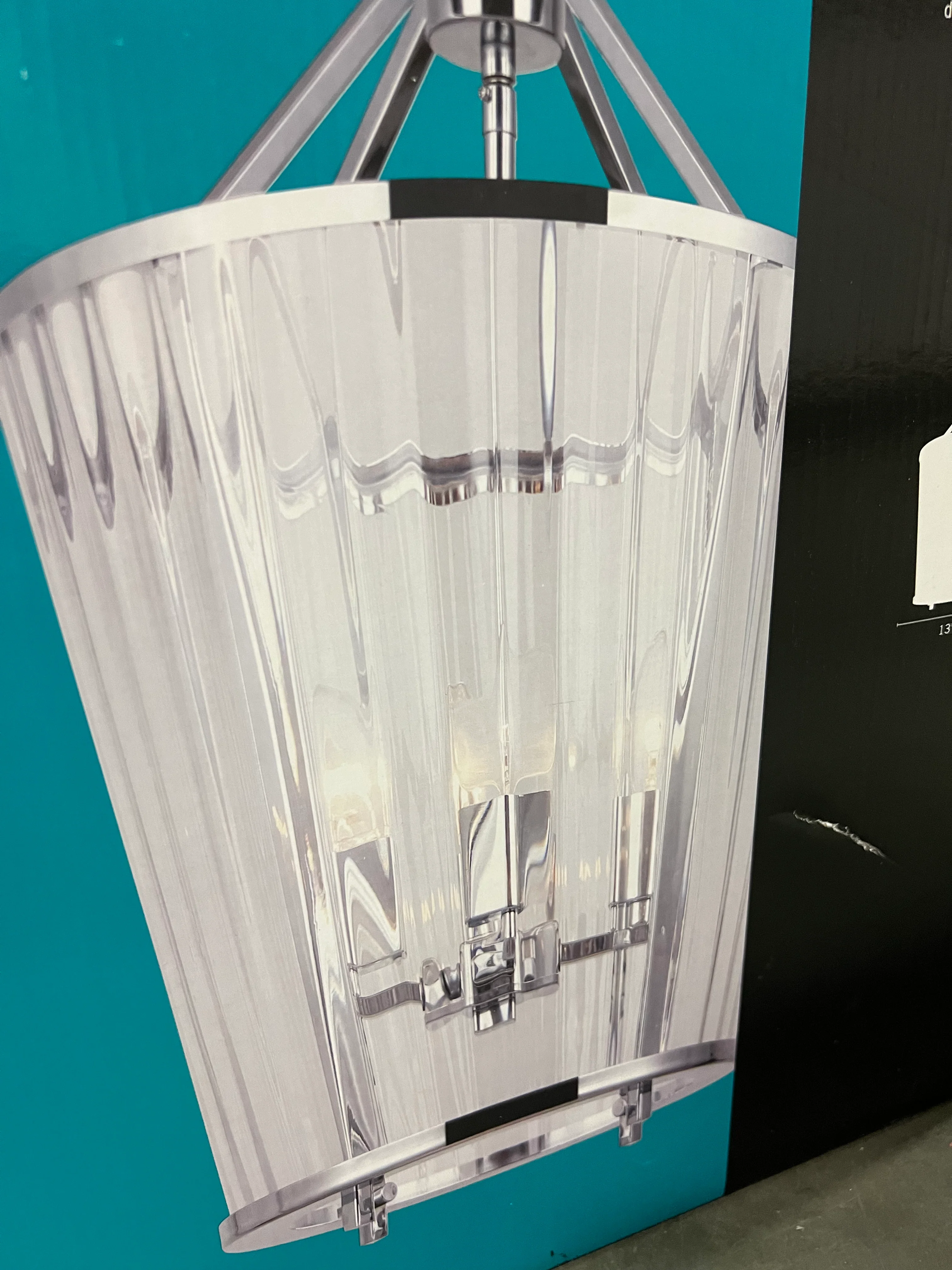 4-Light Chrome Chandelier with Clear Glass Shade - Image 4