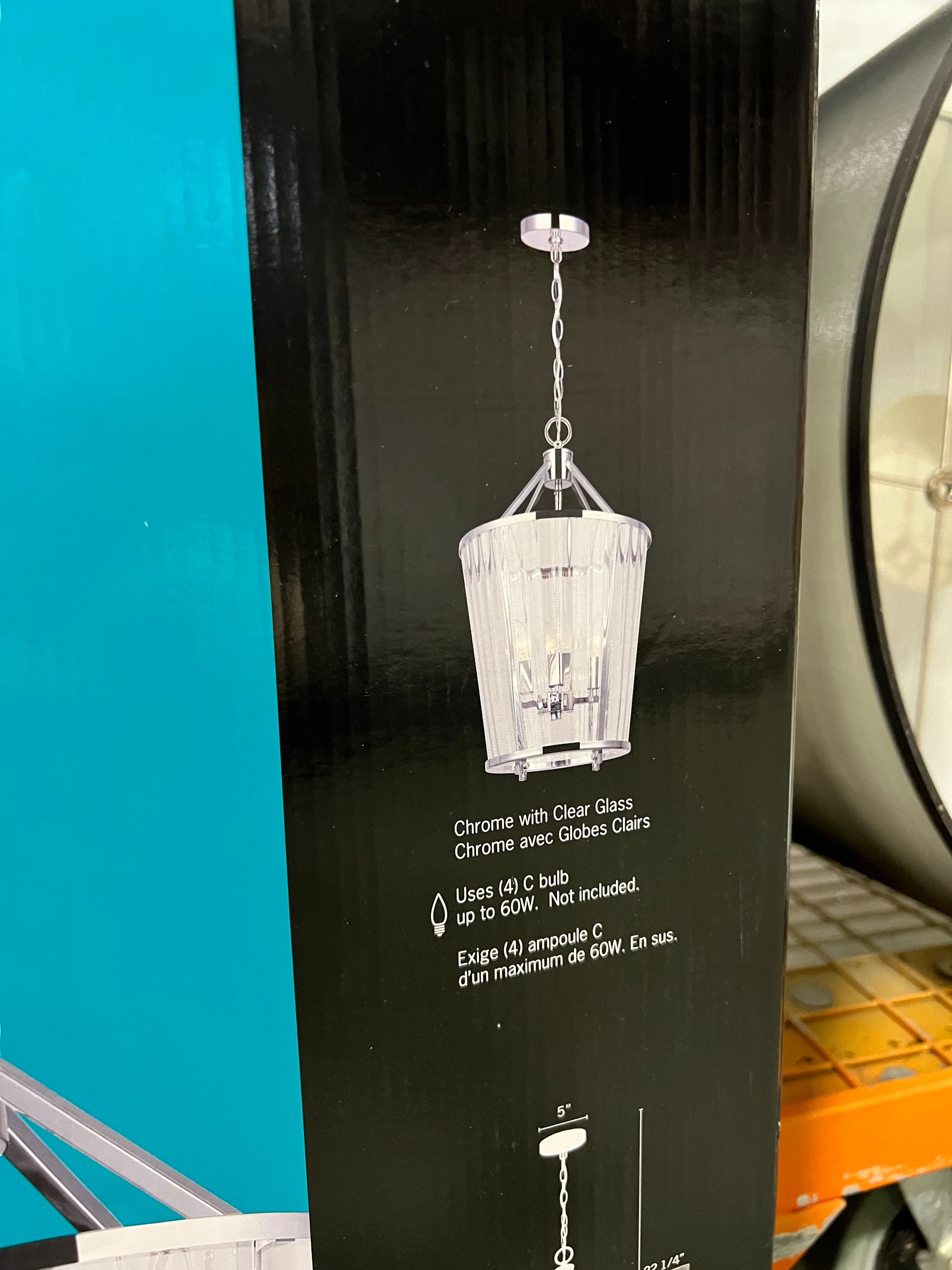 4-Light Chrome Chandelier with Clear Glass Shade - Image 5