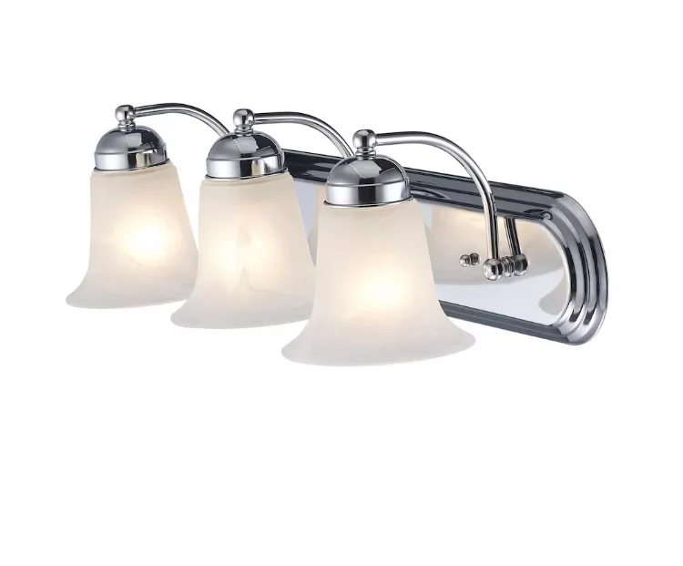 Bel Air Lighting Cabernet 24-inch 3-Light Polished Chrome Bathroom Vanity Light with Marbleized Glass Shades (New) - Image 3