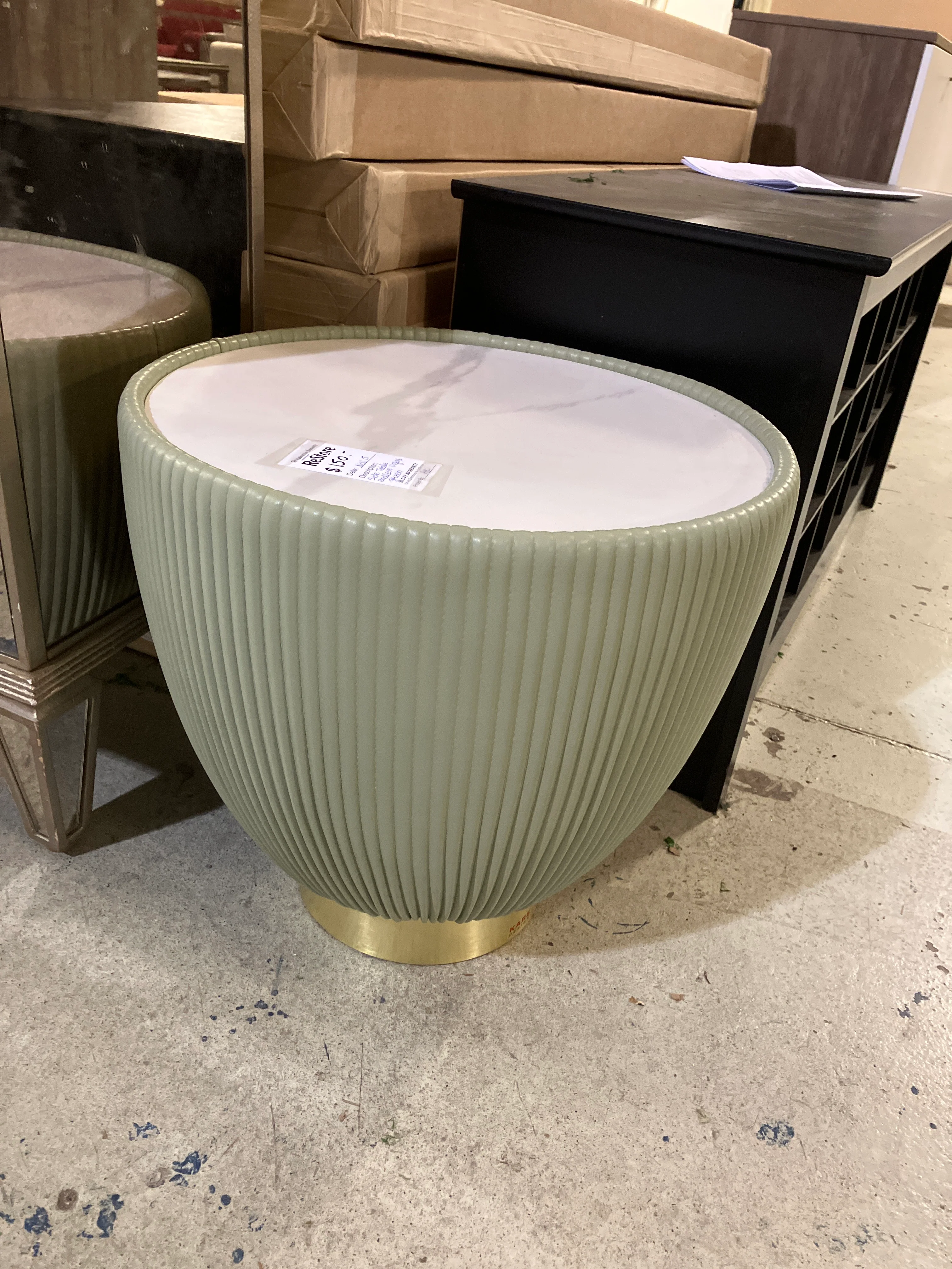 End Light Green Marble Table - Image 3