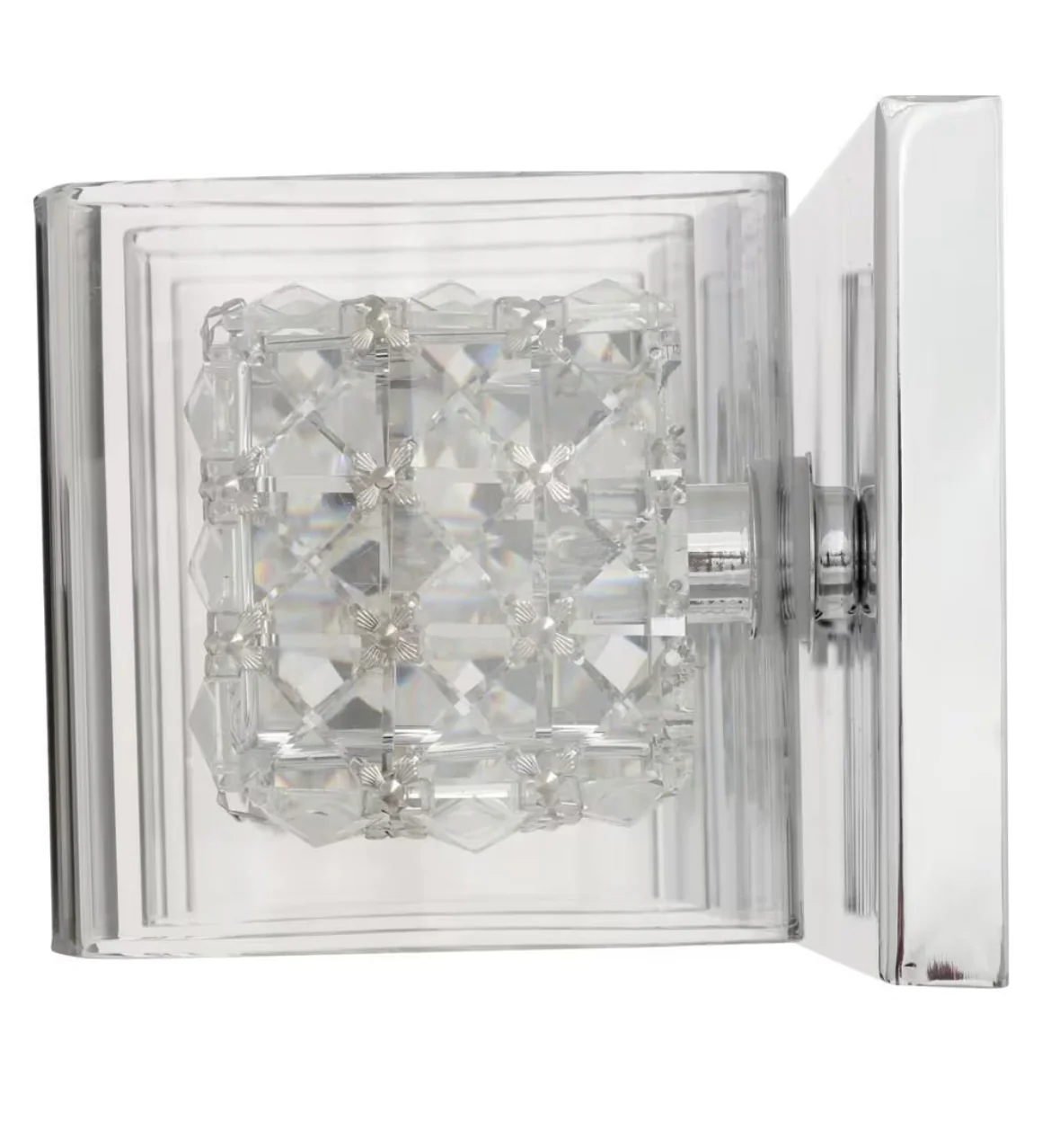 Weschler 22-inch Halogen 3-Light Chrome Glam Crystal Bathroom Vanity Light with Cube Clear Glass (new) - Image 3