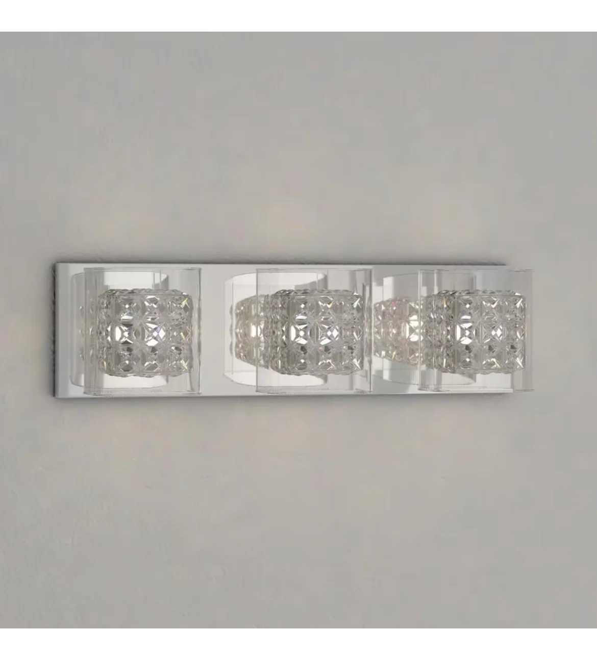 Weschler 22-inch Halogen 3-Light Chrome Glam Crystal Bathroom Vanity Light with Cube Clear Glass (new) - Image 4